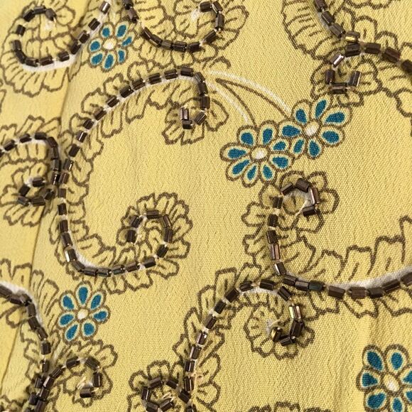 Vintage yellow beaded cottagecore dress by Joan Nortan Irwin - Picture 3 of 12